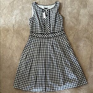 Talbots Black and White Sleeveless A-Line Midi Dress